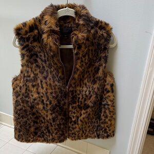 J. Crew Faux Fur Leopard Print Vest